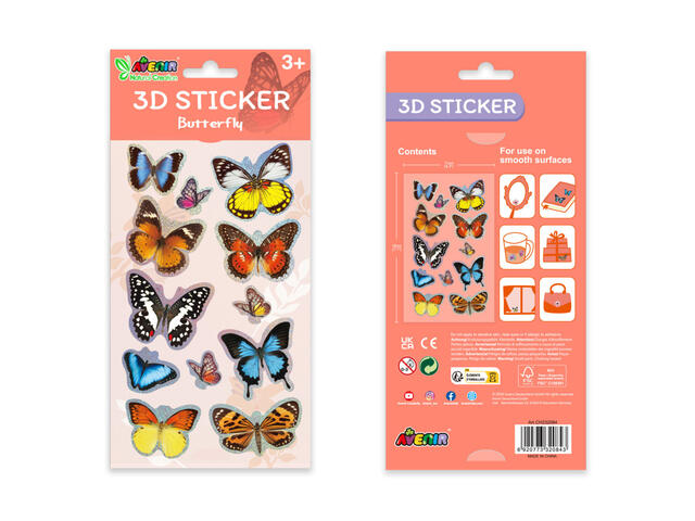 Abtibilduri 3D, Avenir, Natural Creation, Fluturi, 12 bucati