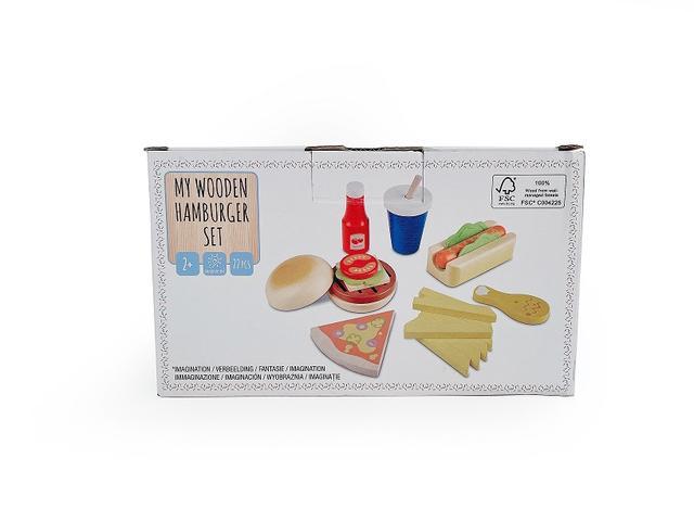 Set hamburger din lemn, 22 piese, Multicolor