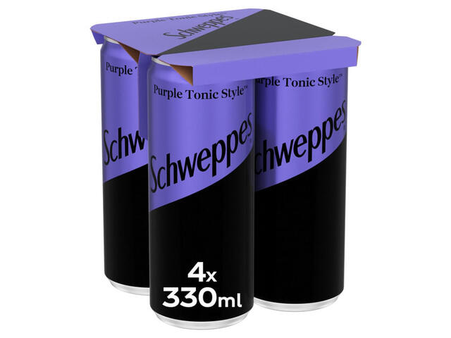 Bautura carbogazoasa Schweppes Purple Tonic Style, 4 x 0.33 l