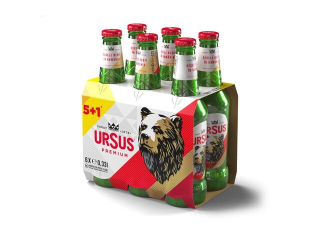 Ursus Premium Minigold Bere Blonda Sticla (5+1) 6X0.33 L