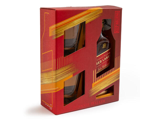 Scotch Whisky Johnnie Walker Red Lebel 0.7l, 40% alcool+ 2 pahare