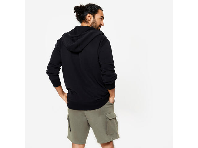 Bluză de trening molton cu fermoar și glugă fitness Albastru-Negru Bărbați - XL