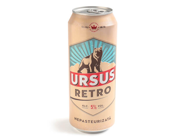 Ursus Retro Bere Blonda Nepasteurizata 5.3% Alcool Doza 0.5 L