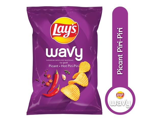 Lay's Wavy chipsuri ondulate din cartofi cu Piri Piri, 115g