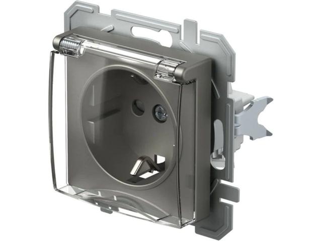 Priza simpla cu capac Tem Schuko, interior, PVC, titan, 16 A, 250 V