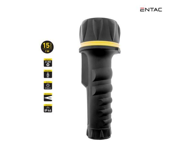 Lanterna 2D Entac, 3 LED-uri, plastic, Negru