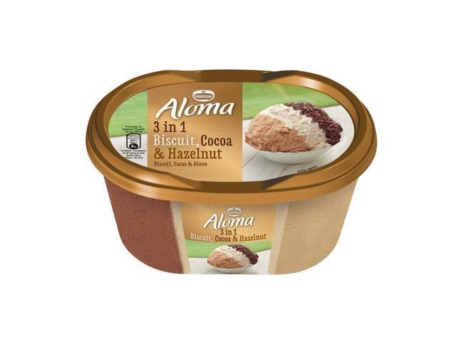 Aloma inghetata 3in1 cu biscuiti,cacao si alune 1000ML