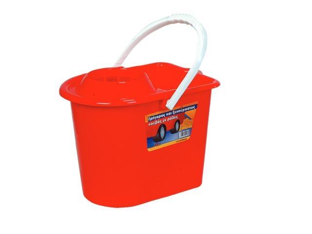 Galeata cu storcator, capacitate 15L, culoare rosu, Cyclops