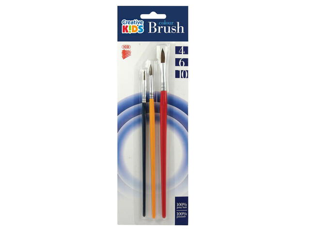 Set 3 pensule Ico din lemn, dimensiuni: numar 4-6-10