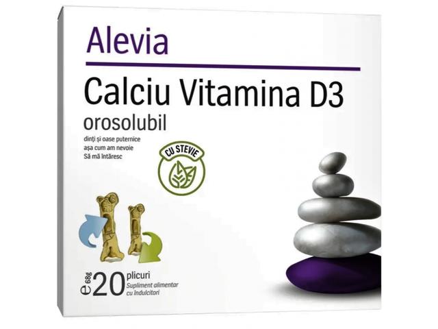 Calciu 600mg D3 orosolubil stevie 1pl - ALEVIA