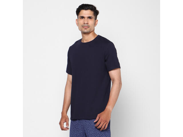 Tricou din bumbac 500 fitness Albastru-Negru Bărbați - L