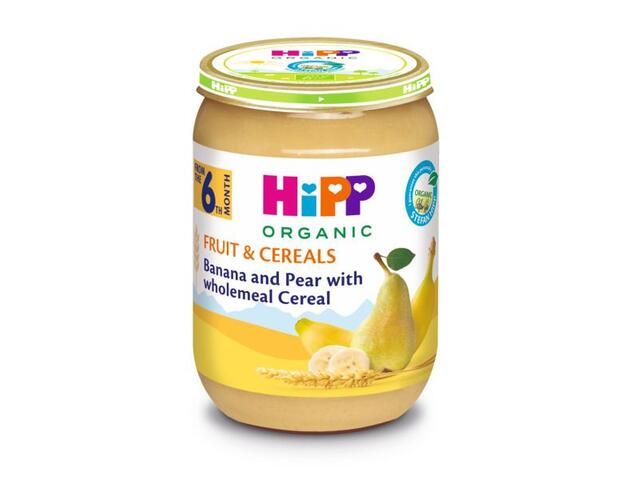 Piure de banane, pere si cereale integrale Hipp, 190 g