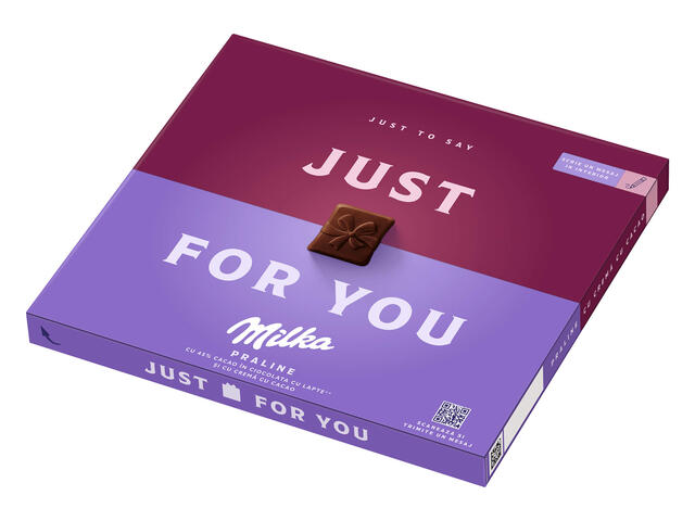 Milka Just for You praline cu 45% cacao in ciocolata cu lapte si cu crema de cacao 110 g