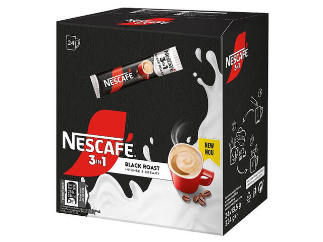 Cafea instant Nescafe 3in1 Black Roast, 24 x 13.5 g