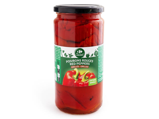 Ardei Gras Rosu, Intreg, Copt Si Decojit, Carrefour Classic 660G