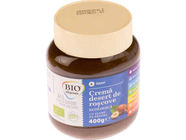 Bio Allgreen Crema desert de roscove ecologica cu alune de padure 400 g