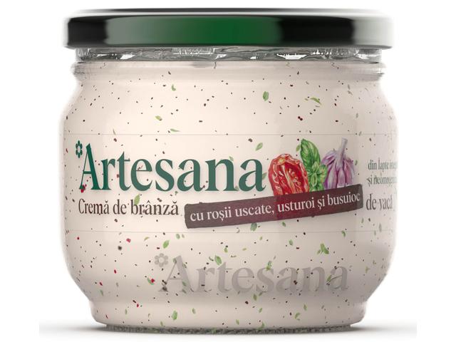 Crema de branza din lapte de vaca cu rosii uscate, usturoi si busuioc 200g Artesana