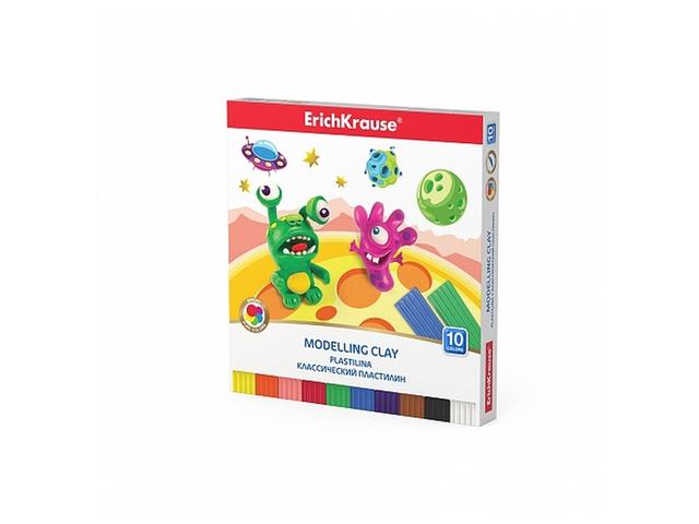 Plastilina ErichKrause Monsters, set 10 culori, 150 g, in cutie carton