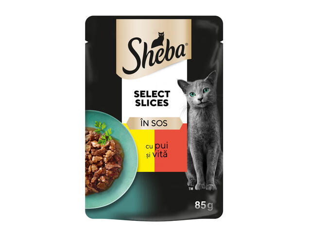 Sheba Selection hrana umeda pentru pisici adulte, cu pui si vita in sos 85 g