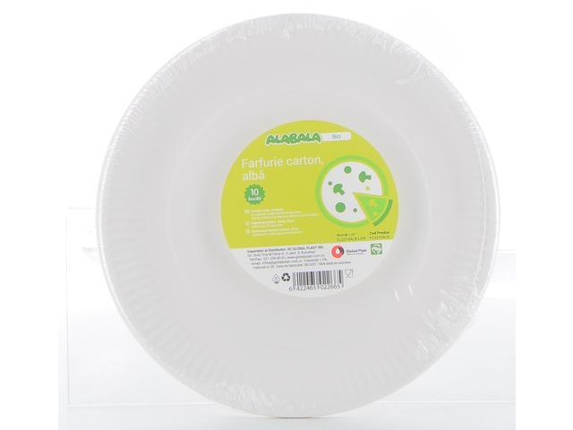 Set 10 farfurii bio Alabala, 23 cm, Alb