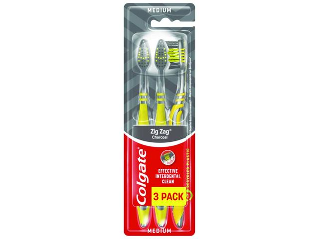 Pachet: 3 x Periuta de dinti Colgate ZigZag Charcoal