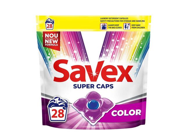 Savex Super Caps Color detergent pentru rufe automat capsule 28 bucati