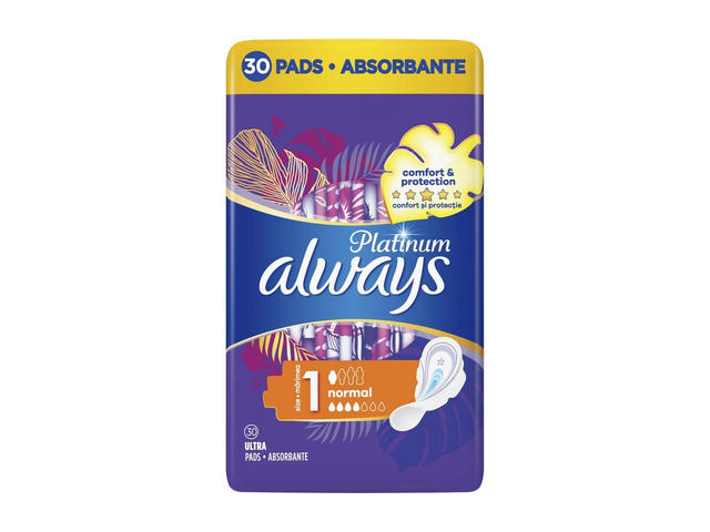 Absorbante Always Platinum Normal, 30 bucati