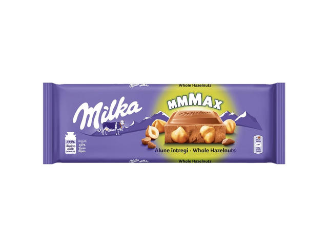 Ciocolata cu lapte si alune Milka, 270 g