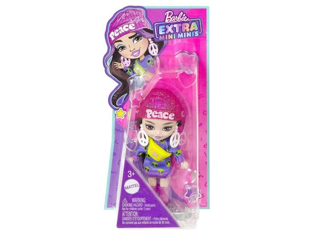 Papusa Barbie Extra Mini Minis cu par si accesorii, 8 cm, HLN46