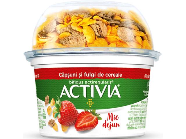 Iaurt cu capsuni si fulgi de cereale Mic Dejun Activia 168 gDanone