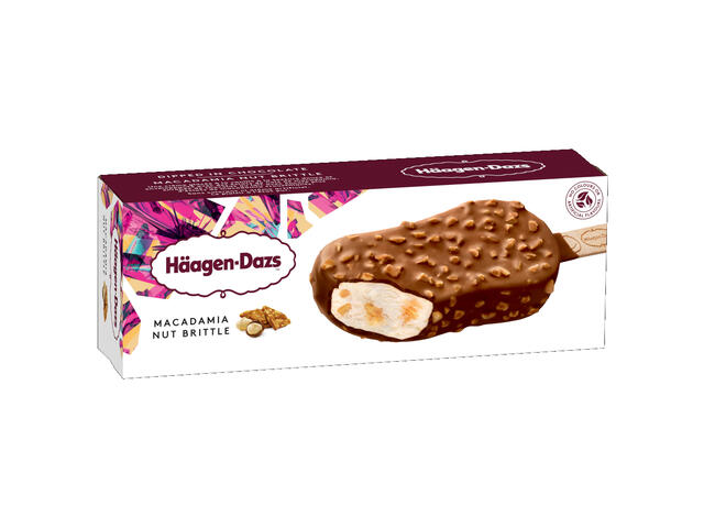 Inghetata de vanilie cu glazura de ciocolata belgiana si nuci macadamia 70 g Haagen-Dazs