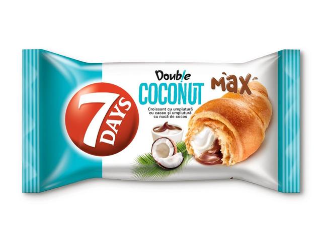 7Days Double Max Croasant cu crema cu cacao si crema cu cocos 80g