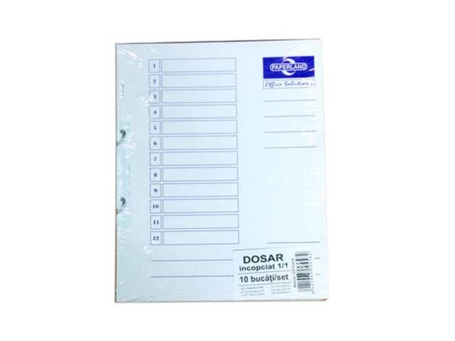 Set 10 dosare incopciate 1/1 Paperland, Alb
