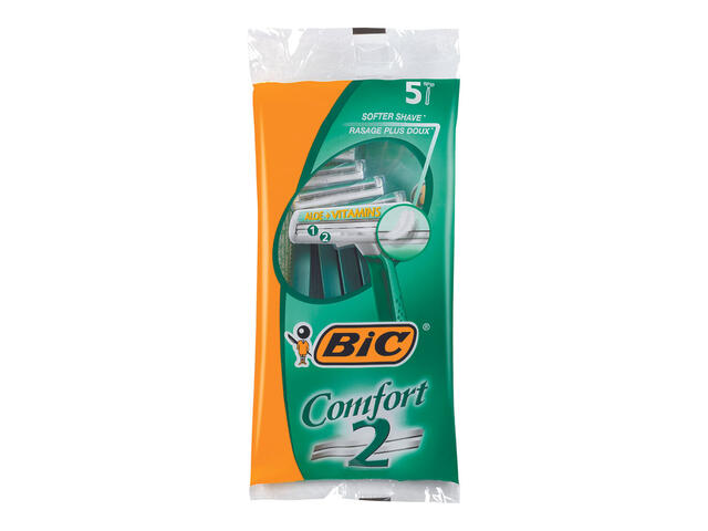 Aparat de ras dispozabil pentru barbati Bic Comfort2 cu 2 lame, pachet 5 bucati