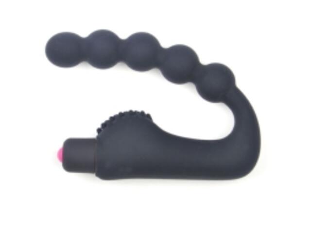 Black Silicone Vibrating Anal Beads LUX05337