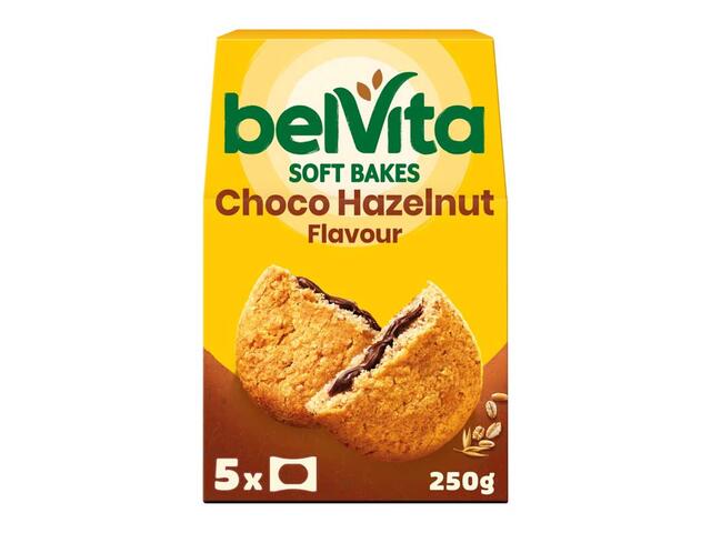 Belvita Soft Bakes Biscuiti  cu cereale, cu crema cu arome de alune si ciocolata 250g