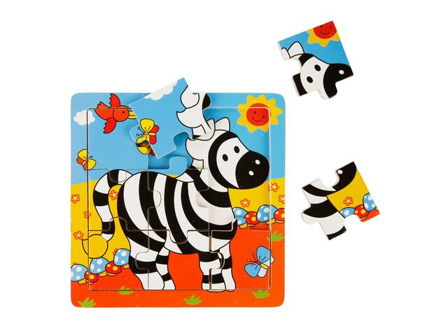 Mini puzzle din lemn, Animalute, 9 piese