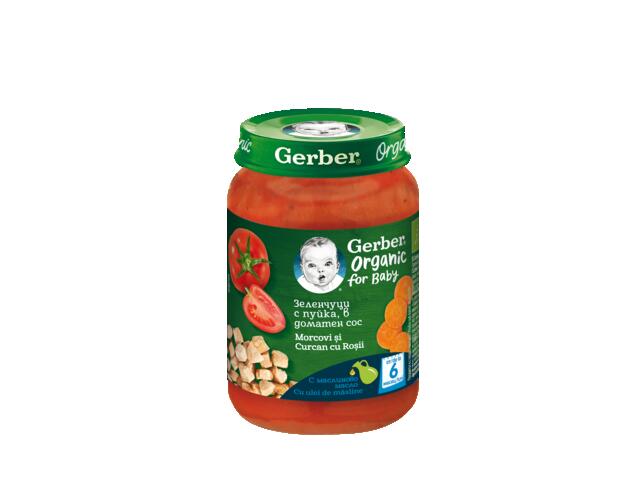 Gerber Bio Morcovi Si Curcan Cu Rosii, 190G, De La 6 Luni