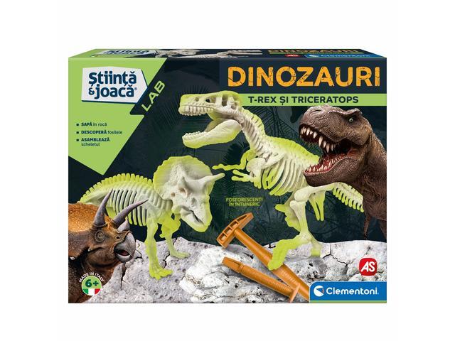 Kit Dinozauri T-Rex si Triceraptops Stiinta si joaca Clementoni