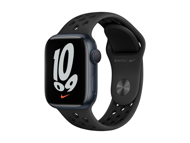 Apple Watch Nike 7 GPS, 41mm Midnight Aluminium Case with Anthracite/Black Nike Sport Band