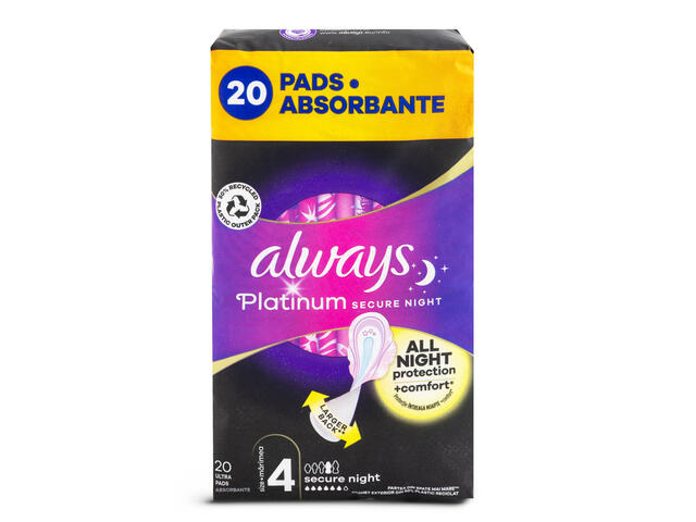 Absorbante Always Platinum Secure Night, 20 buc