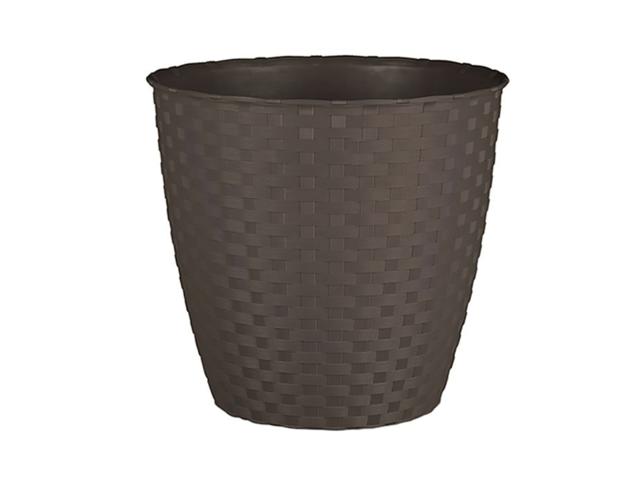 Ghiveci ratan Stefanplast, plastic, moka, 11 L, diametru 28.6 cm, 26 cm