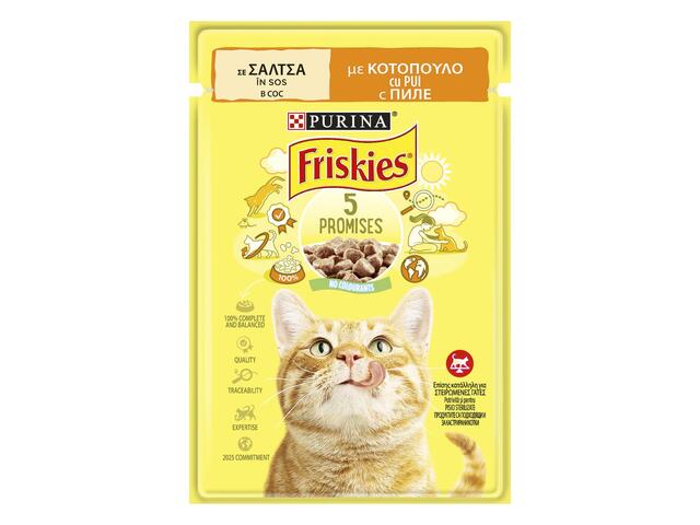 Friskies Adult, cu Pui in Sos, hrana umeda pentru pisici, 85 g