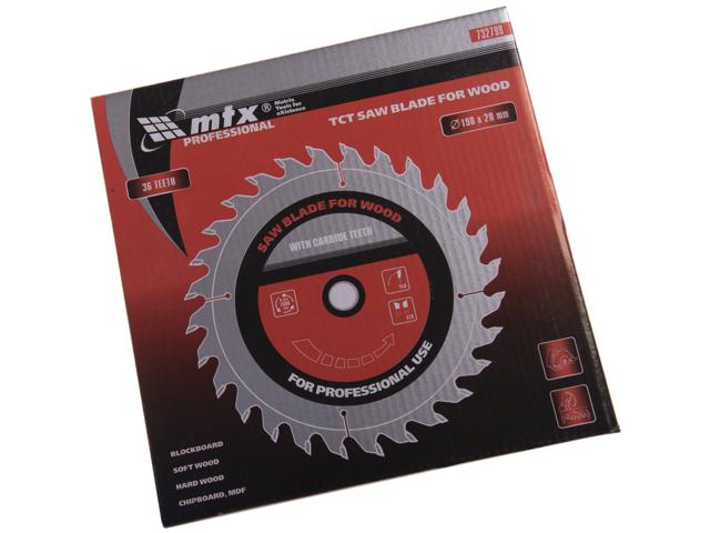 Disc debitare lemn, MTX, 190 х 20 mm, 36 dinti, bucsa 16/20