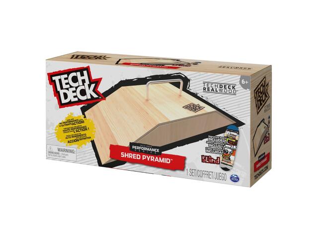 Set mini skateboard cu rampa din lemn, Tech Deck, Shred Pyramid, 20136530