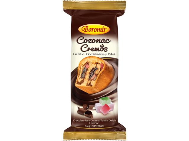 Cozonac cu Crema de Ciocolata, Rom si Rahat 550G, Boromir