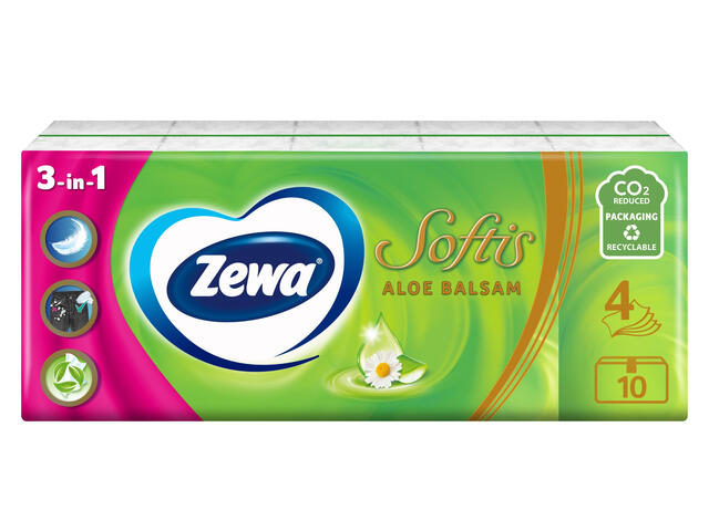 Servetele nazale Zewa Softis Aloe Balsam 4 straturi 10 pachete