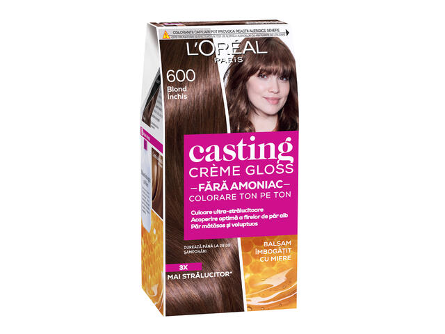 Vopsea de par semi-permanenta fara amoniac L'Oreal Paris Casting Crème Gloss 600 Blond Inchis, 180ML