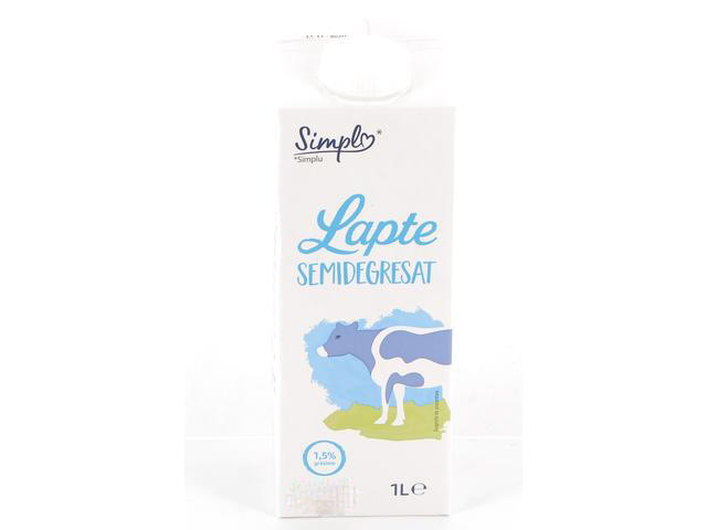 Lapte de consum semidegresat 1.5%grasime Simpl 1L