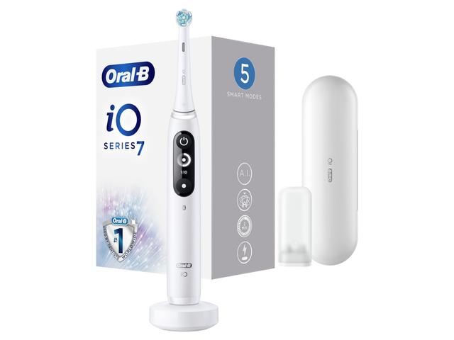 Periuta de dinti electrica Oral-B iO7 5 moduri 1 capat Suport rezerve Incarcator magnetic Trusa de calatorie Alb